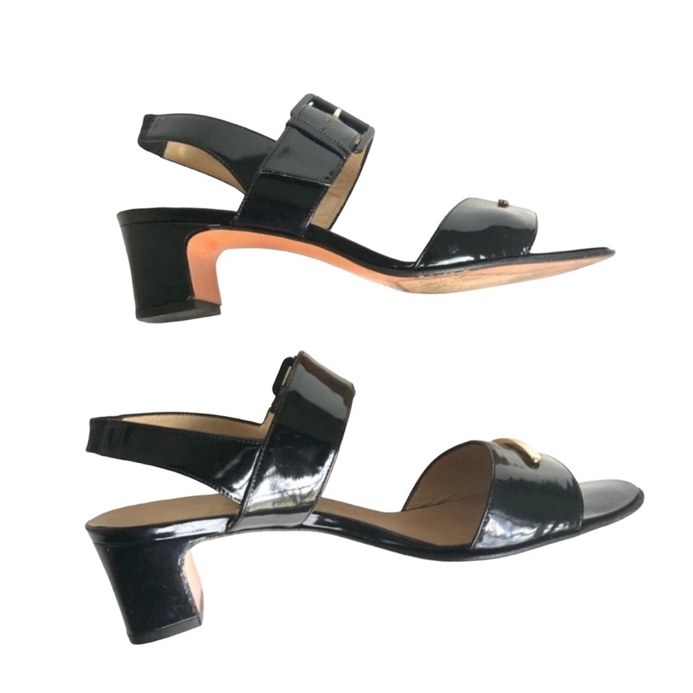Salvatore Ferragamo Black Patent Leather Heeled Sandals Women’s Size 7.5 - Picture 5 of 12